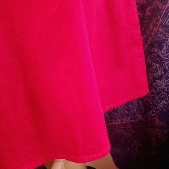 ModCloth (Tropical Wear) Red Cotton Blend Flare Skater Skirt Juniors Large - Picture 10 of 11